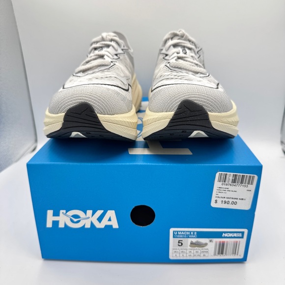 NWT Hoka Mach X 2 U Unisex in White / Cosmic Grey Sneakers Running Shoes NEW - Picture 10 of 16